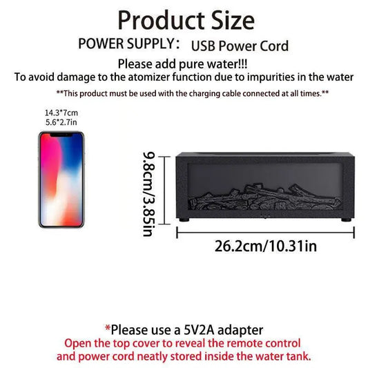Simulation Fireplace Humidifier, 1 Count USB Powered Flame Diffuser Humidifier with Timer, Waterless Auto-Off Humidifier for Home Room Office, Home Desktop Humidifier, USB Humidifier Machine, Diffusers Humidifiers