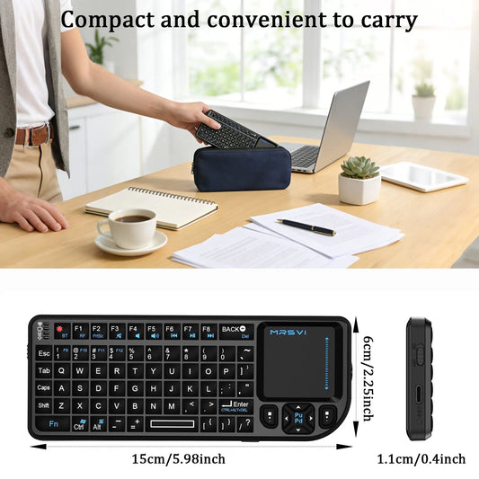 Mini Keyboard with Touchpad, Bluetooth + 2.4G Dual-Mode Ultra-Thin Backlit Portable Rechargeable Backlight Keyboard | USB Rechargeable Keyboard for Tablet/Pc/Phone/Tv, Suitable for Travel, Office, and Home Use（Flashlight）