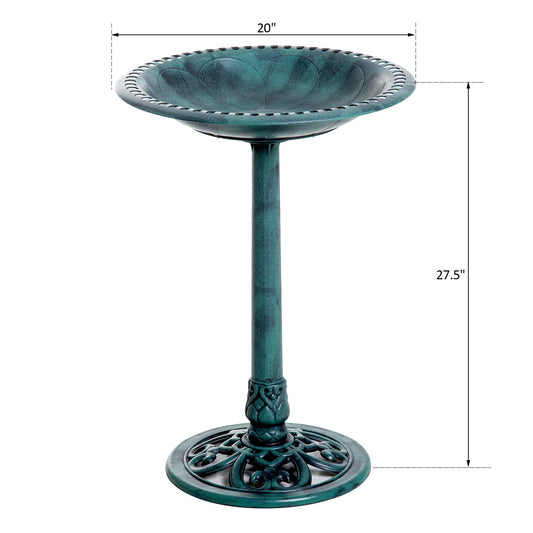 28" Bird Bath with Fleur De Lis Pattern null