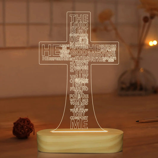 Christian Cross 3D LED Night Light, Handmade Wooden Warm White Lamp, Religious Gift for Mom & Family, Perfect Mother’S Day, Birthday & Christmas Gift