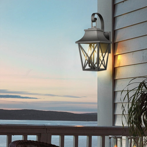 Black Industrial Outdoor Wall Light, 2 Lights null