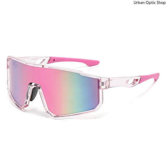 XUH One Piece Cycling Sunglasses for Men & Women, UV400 Protection Windproof Colorful Mirrored Sports Eyewear for MTB Road Bike Riding Driving Outdoor Activities