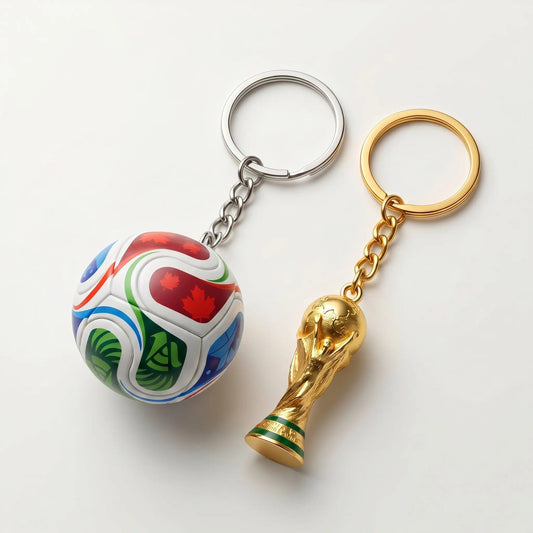 Soccer Trophy & Football Keychain Set – Premium Sports Fan Collectible, Metal Key Ring Accessories