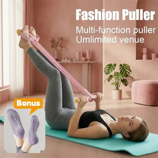 Multifunctional Tension Rope, 4-Tube Elastic Yoga Pedal Tension Belt, Natural Latex Tension Rope Fitness Equipment, Rubber,Mother'S Day Gifts