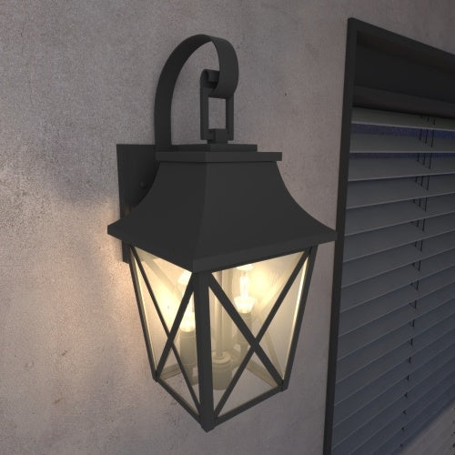 Black Industrial Outdoor Wall Light, 2 Lights null