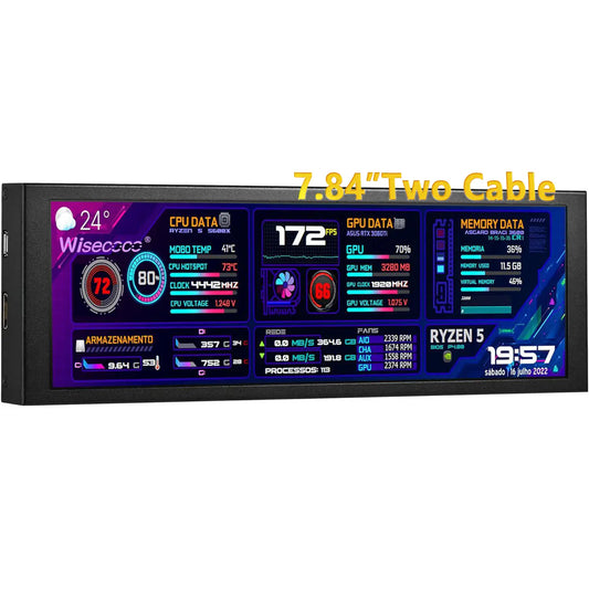 Wisecoco 7.84” Secondary Screen & Sensor Panel for Computer |CPU Temperature Monitor with Casing | Aida64 & GPU Monitoring for PC Cases