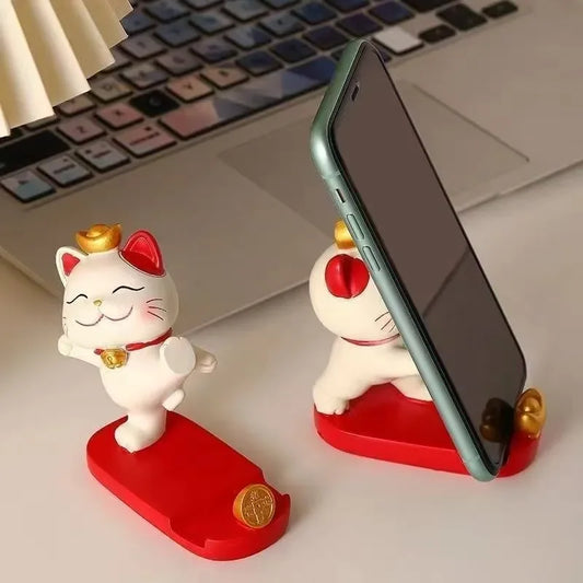 For Mobile Phones and Tablets Stand Cute Cartoon Cat Mobile Phone Stand Office Desk Decoration Suitable for Phones and Tablets