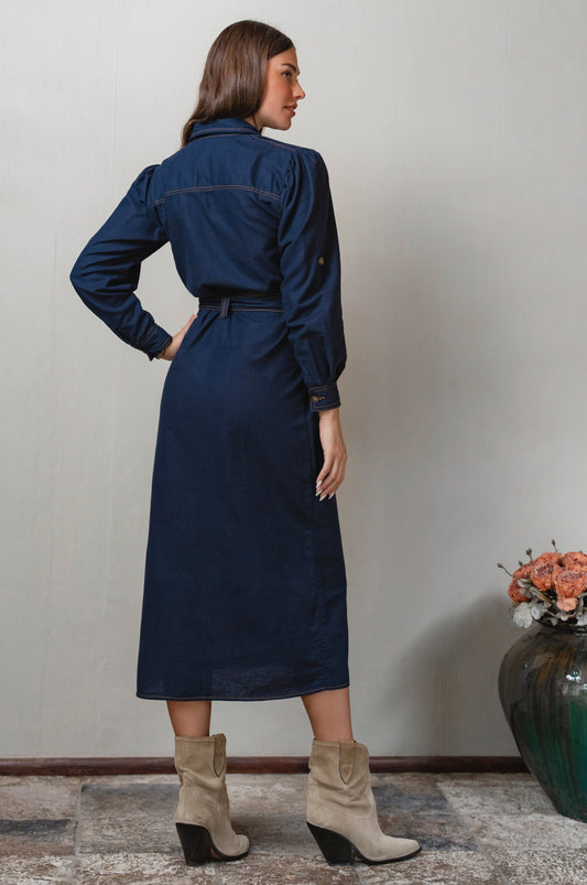 Marcelle Belted Linen Shirt Dress Bali Lane