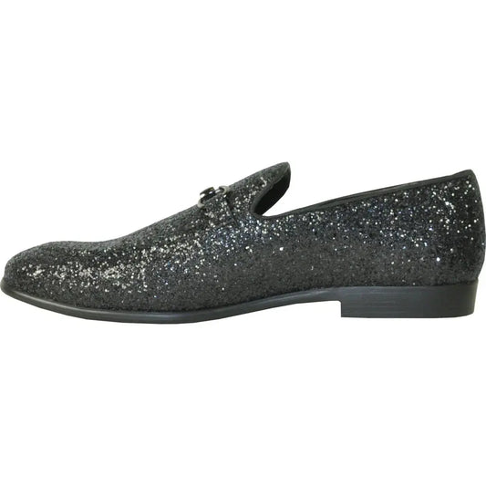 "Bravo1" Black Glitter Tuxedo & Prom Shoes - Linford.com