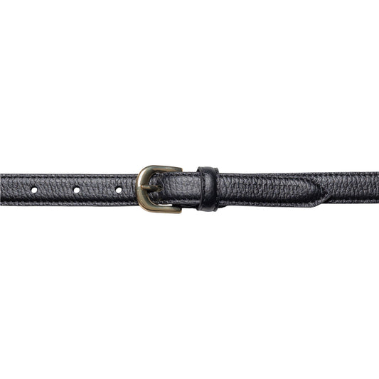 RB4021A | Women's Belt Made in Italy in Genuine Dollar Grain Leather. Polished Gold-Finish Buckle. Black. Dimensions: 115 x 2.0 x 0.5 cm (waistline 100 cm)-1