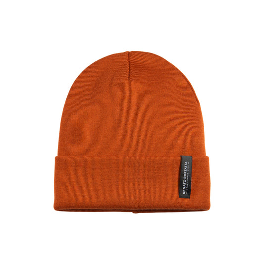 RB5005AM | CIMONE Unisex Knit Beanie in a Tubular Wool Blend Made in Italy. Color: Paprika. One Size-0