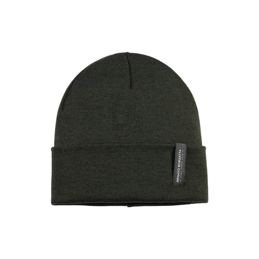 RB5005CR | CIMONE Unisex Knit Beanie in a Tubular Wool Blend Made in Italy. Forest Green. One Size-0