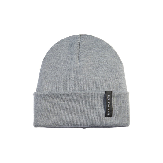 RB5005EA | CIMONE Unisex Knit Beanie in a Tubular Wool Blend Made in Italy. Ash Color. One Size-0