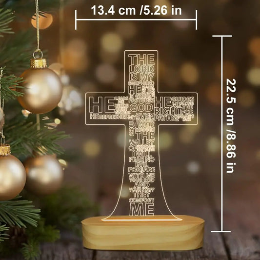 Christian Cross 3D LED Night Light, Handmade Wooden Warm White Lamp, Religious Gift for Mom & Family, Perfect Mother’S Day, Birthday & Christmas Gift