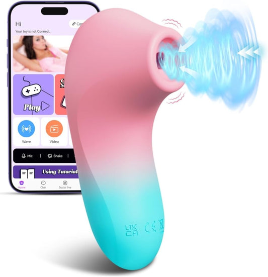 Sucking Vibrator Sex Toys for Women - APP Remote Control Female Vibrator Wand with 10 Suction, Nipple Sucker Mini Vibrators Rose Adult Sex Toys & Games for Women Couples Oral Sex Pleasure
