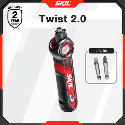 【Father'S Day Gift 】Twist 2.0 Rechargeable 4V Screwdriver with Pivoting Head, Torque Setting, USB-C Charging Cable & 2PC Bit Set