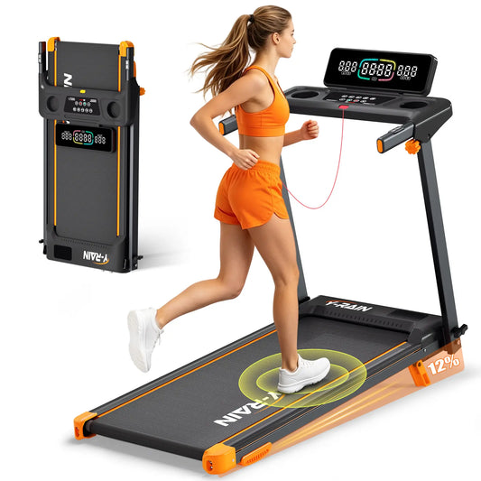 Folding Treadmill & Walking Pad with Smart App Community, Map Routes & DIY Workout Goals, 330 Lbs Capacity, Cushioned Running Belt, Incline, HD Display with Heart Rate & Calorie Tracking, up to 7.5 MPH Speed, Foldable Storage for Home & Office Use
