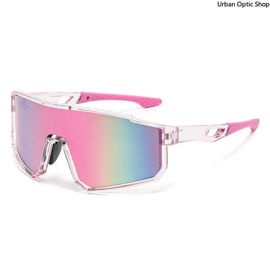 XUH One Piece Cycling Sunglasses for Men & Women, UV400 Protection Windproof Colorful Mirrored Sports Eyewear for MTB Road Bike Riding Driving Outdoor Activities