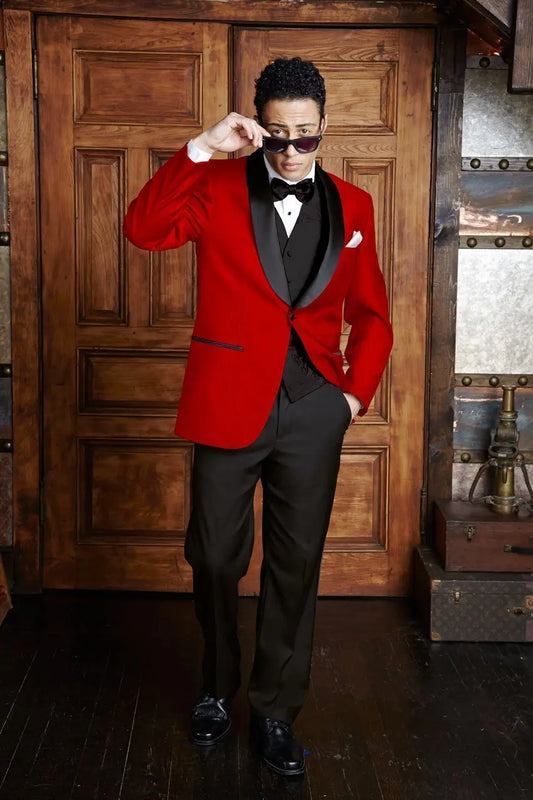 "Bradford" Red Tuxedo Jacket Shawl (Separates) Tux-USA