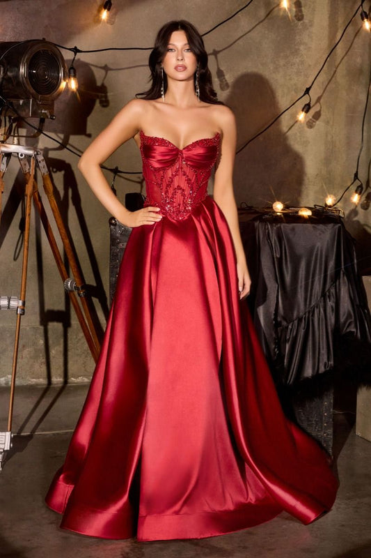 Strapless Satin A-Line Dress Tux-USA
