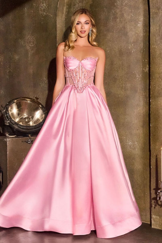 Strapless Satin A-Line Dress Tux-USA