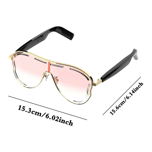 AI Bluetooth Smart Glasses, Supporting Translation of Multiple Language Apps, Music Glasses, in Ear Automatic Detection Switch, Sun Protection Sunglasses, Sweat Proof, Sun Protection, Sunglasses, Suitable for Travel, Navigation, Meetings, Business