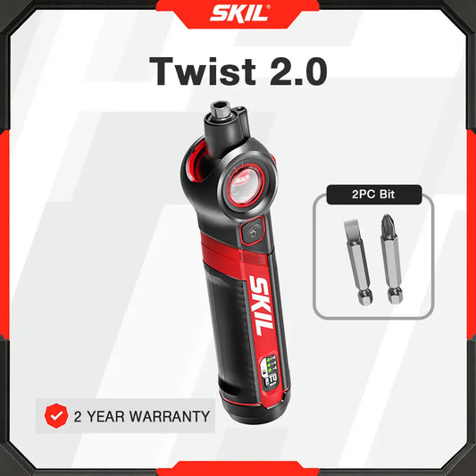 【Father'S Day Gift 】Twist 2.0 Rechargeable 4V Screwdriver with Pivoting Head, Torque Setting, USB-C Charging Cable & 2PC Bit Set