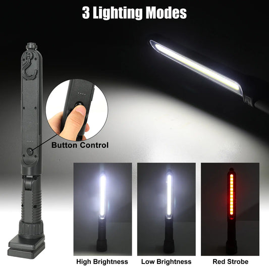 Winunite Work Light for Mechanic,6000K Pure White,2400Lm Bright Led,4400Mah Rechargeable Underhood Work Light Bar with Hooks, Magnetic Mechanic Light for Car Repairing/Inspection/Garage/Workshop/Emergency Fathersdaygift
