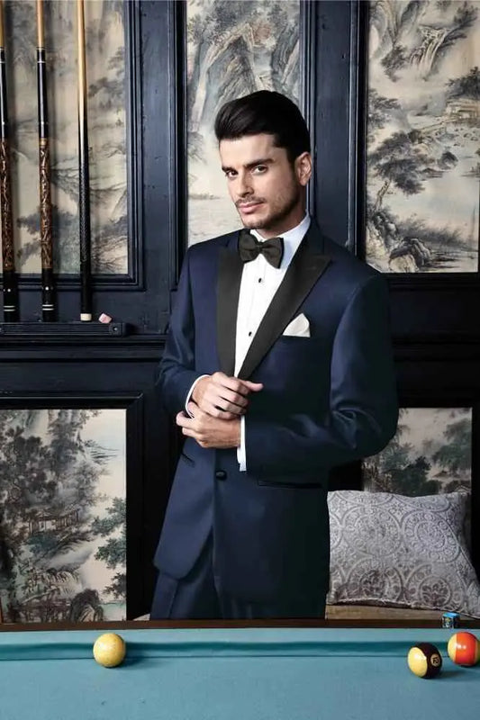 "Milan" Midnight Navy Tuxedo Jacket Peak (Separates) - Linford.com