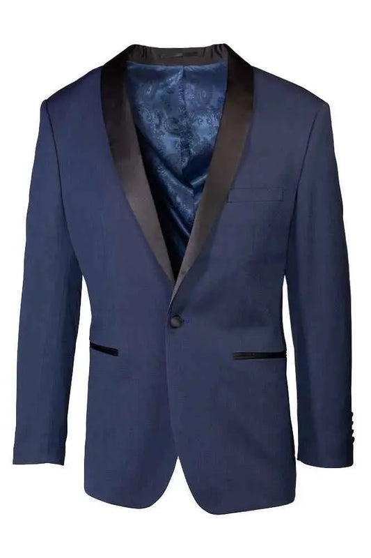 "Sebastian" Indigo Pindot Tuxedo Jacket Shawl (Separates) - Linford.com