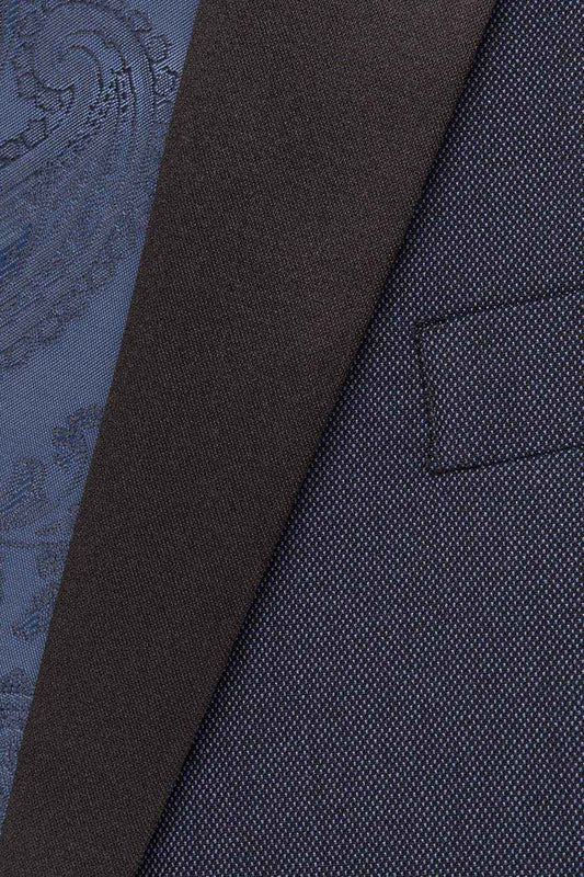 "Sebastian" Indigo Pindot Tuxedo Jacket Shawl (Separates) - Linford.com